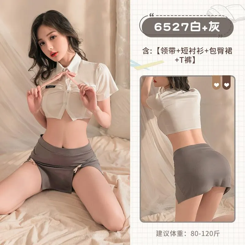 情趣内衣心机露乳性感学院风套装（code：B17)