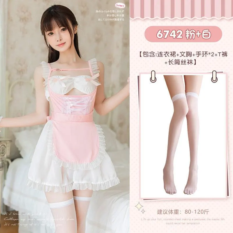 情趣内衣蝴蝶饰臀甜欲小女仆套装（code：E68）