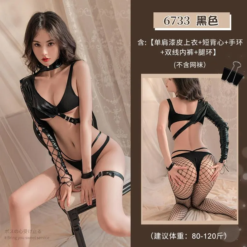 情趣内衣性感 火辣性感女特工漆皮激情套装(CODE: E71)