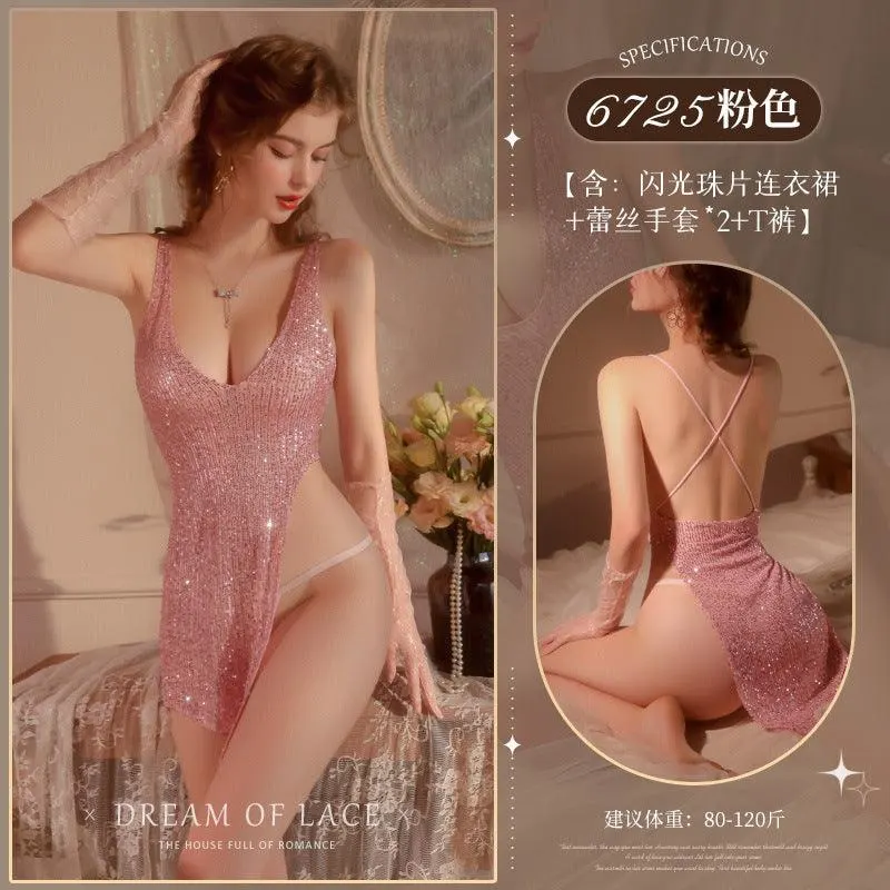 情趣性感睡衣气质珠片夜店情趣衣（code：E130）