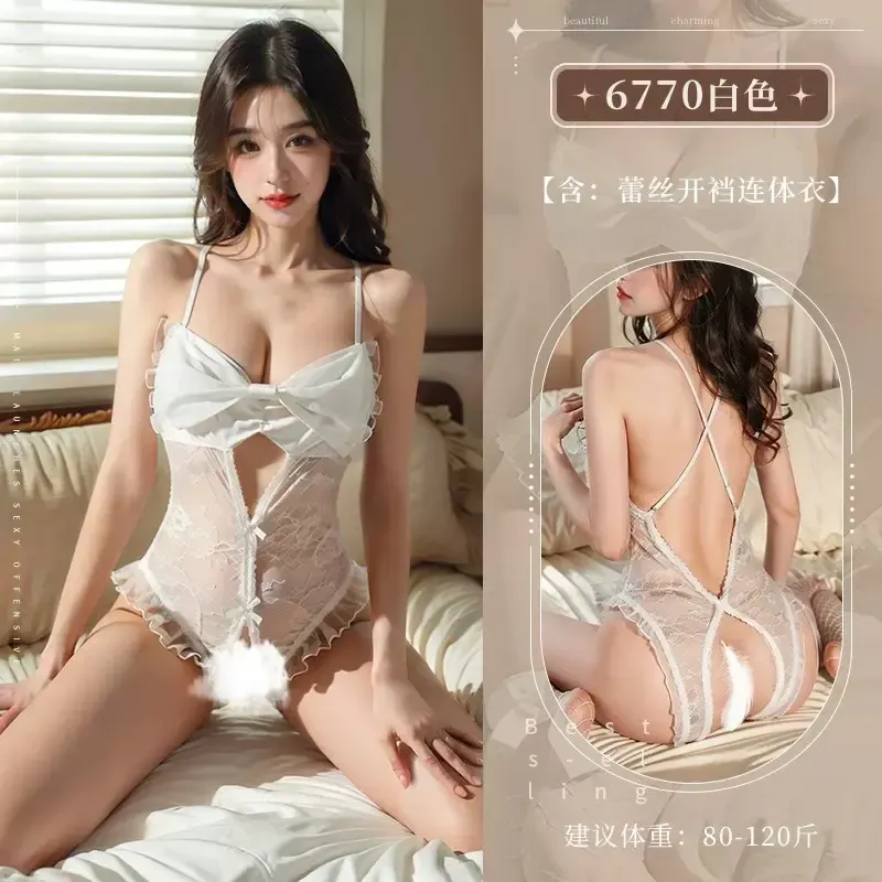 情趣内衣性感蕾丝开裆连体衣(136)