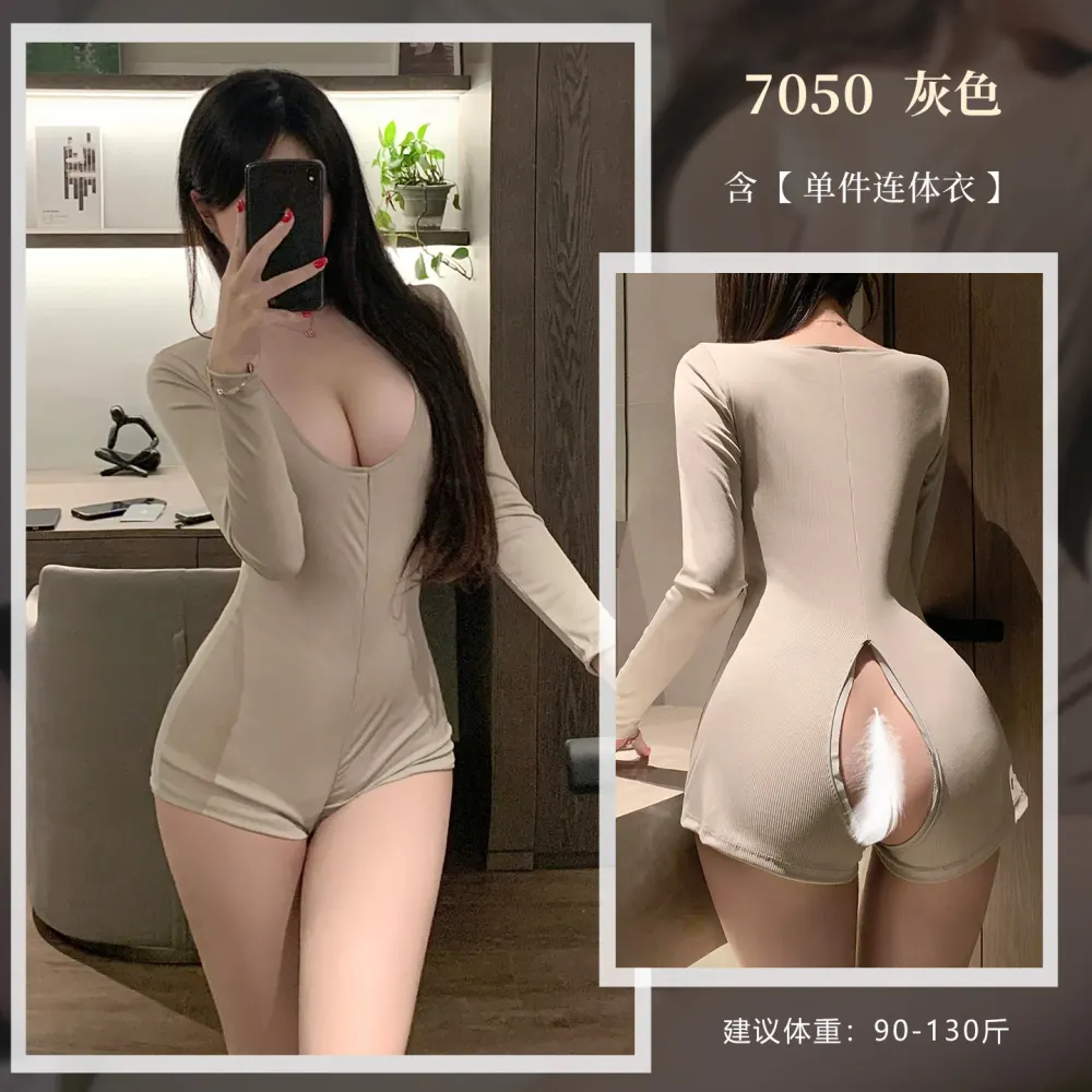 （22-7050）高弹运动风性感连体情趣内衣 隐形拉链贴身制服诱惑