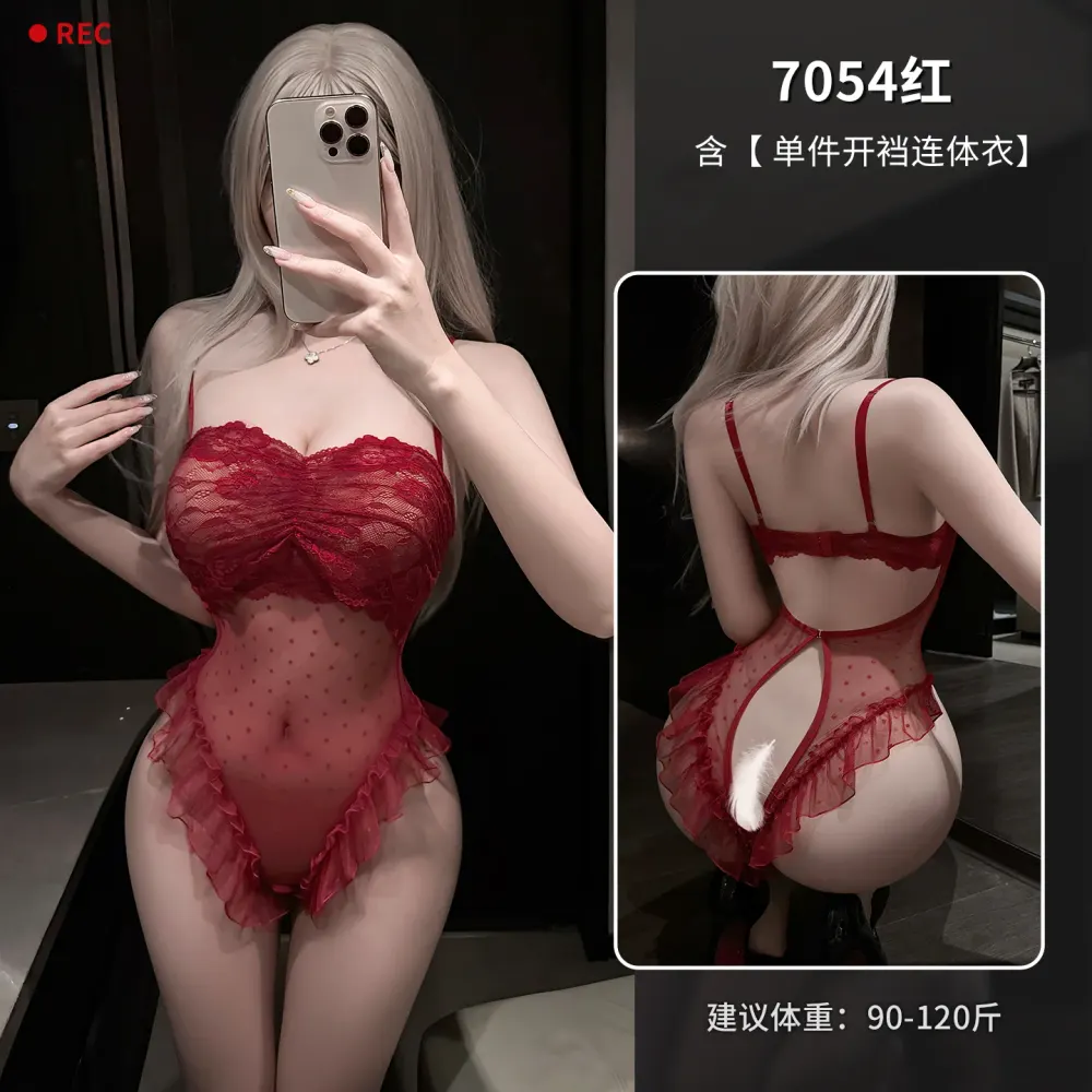 （58-7054）性感法式复古波点情趣连体衣